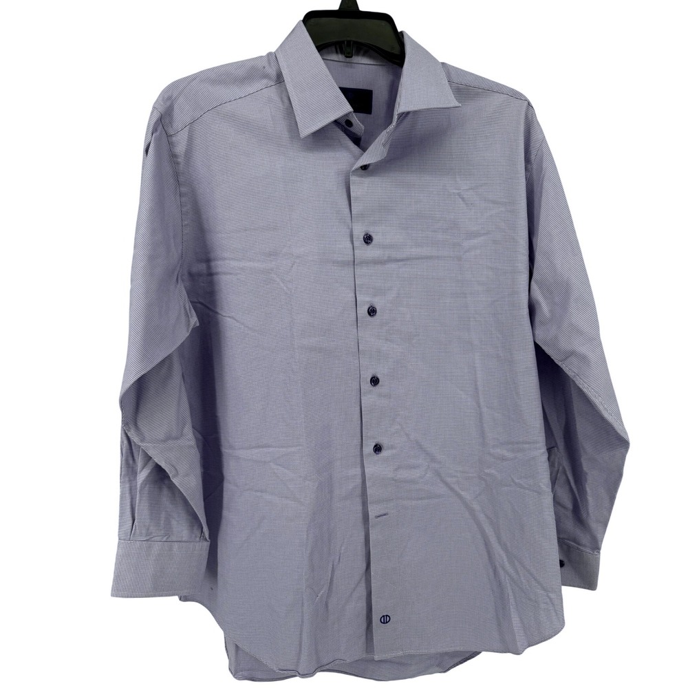 David Donahue‎ Dress Shirt Mens 17.5 34/35 Purple Patterned Long Sleeve